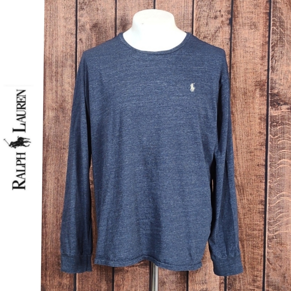 Silver Pony On Blue Heather Mens Crew Neck Long Sleeve T Shirt